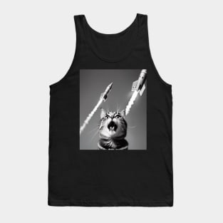 Cat Selfie at a Passenger Rocket Liftoff Tank Top